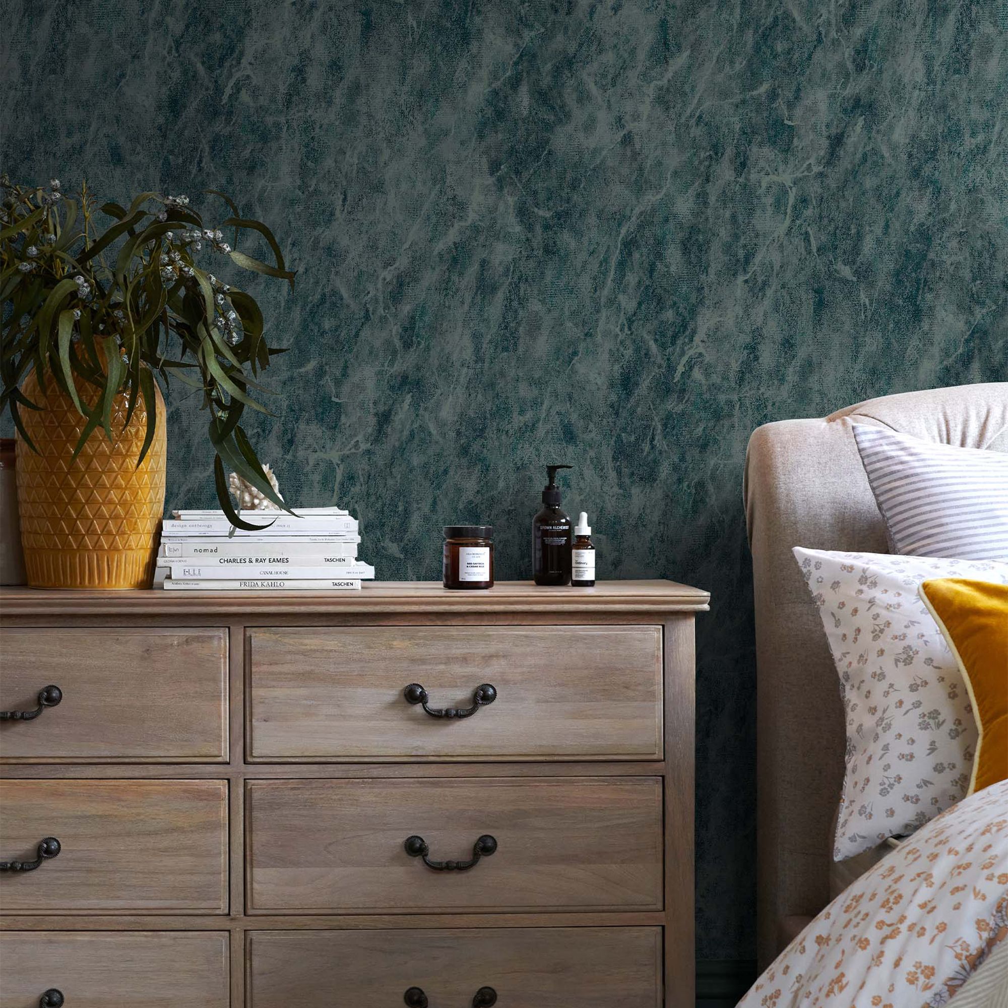 Next Washed marble Blue Smooth Wallpaper