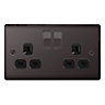 Nexus 13A Nickel effect Double Switched Socket