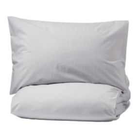 Nia Plain Grey Double Duvet cover & pillow case set