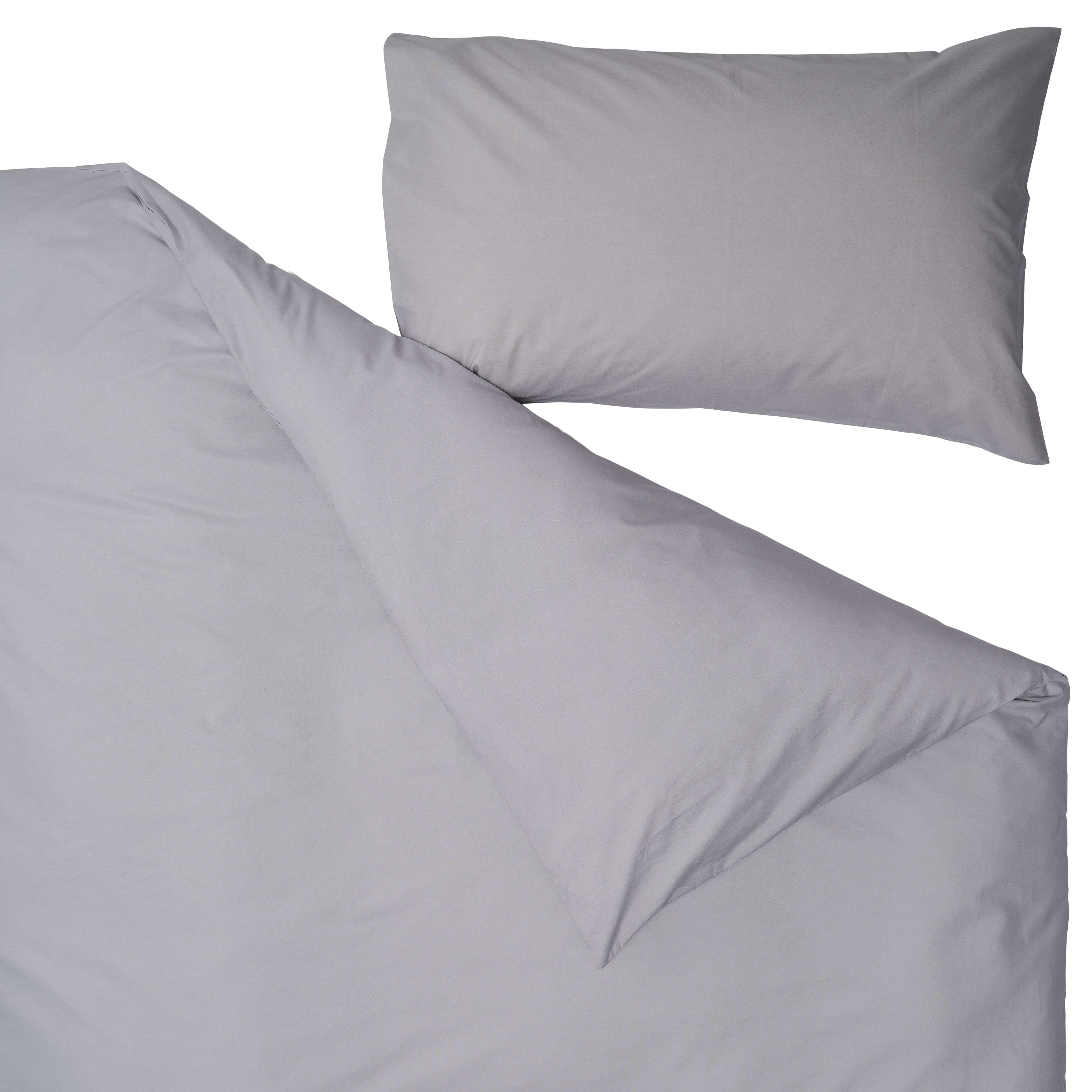 Nia Plain Grey Double Duvet cover & pillow case set