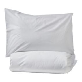 Nia Plain White Single Duvet cover & pillow case set