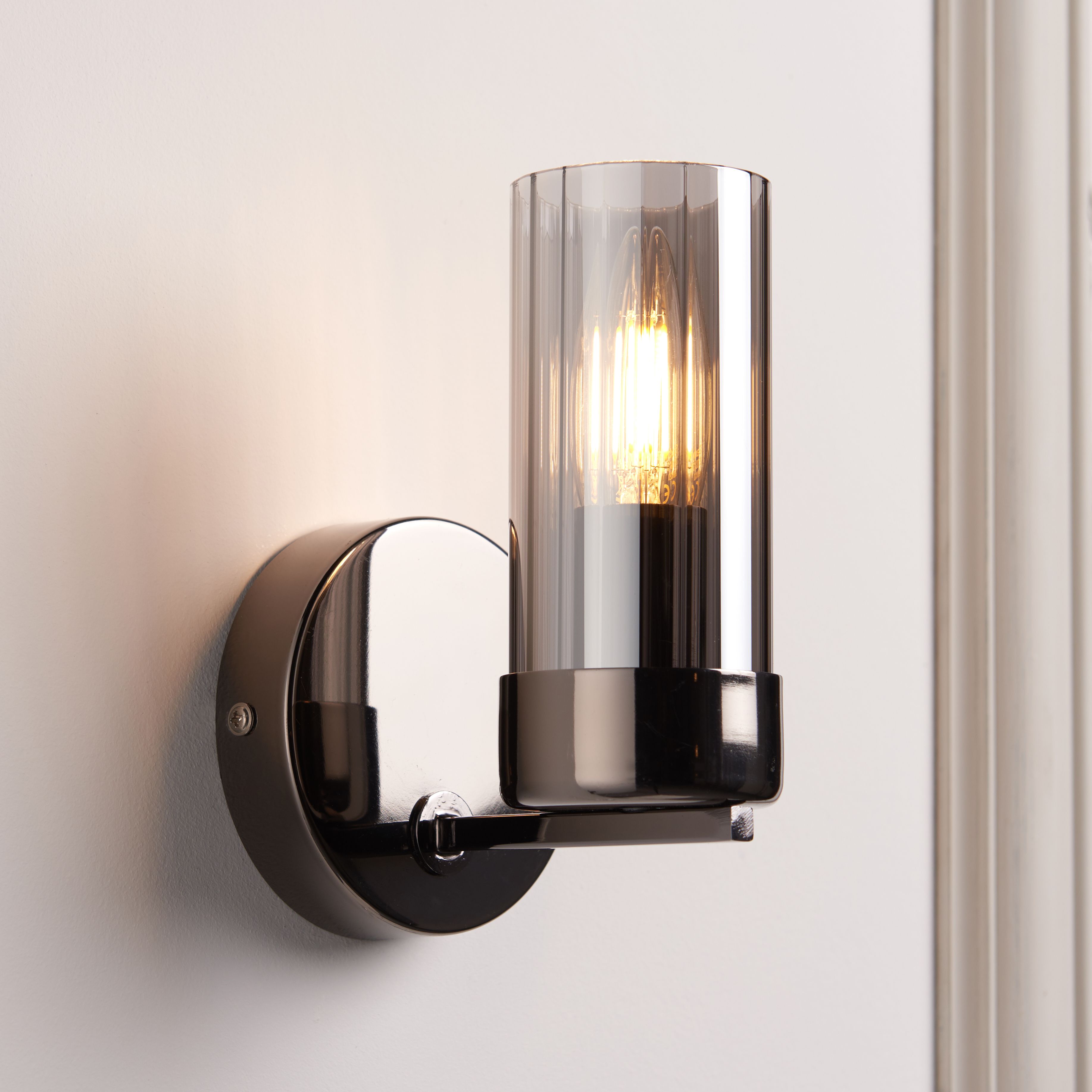 Carme Foil printed Mocha & silver Wired Wall light | Tradepoint