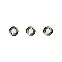Nickel effect LED Cabinet light (W)73mm, Pack of 3