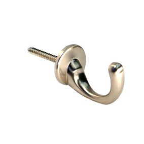 Nickel effect Zinc alloy Circular Single Round base Hook (H)41.5mm (W)25mm