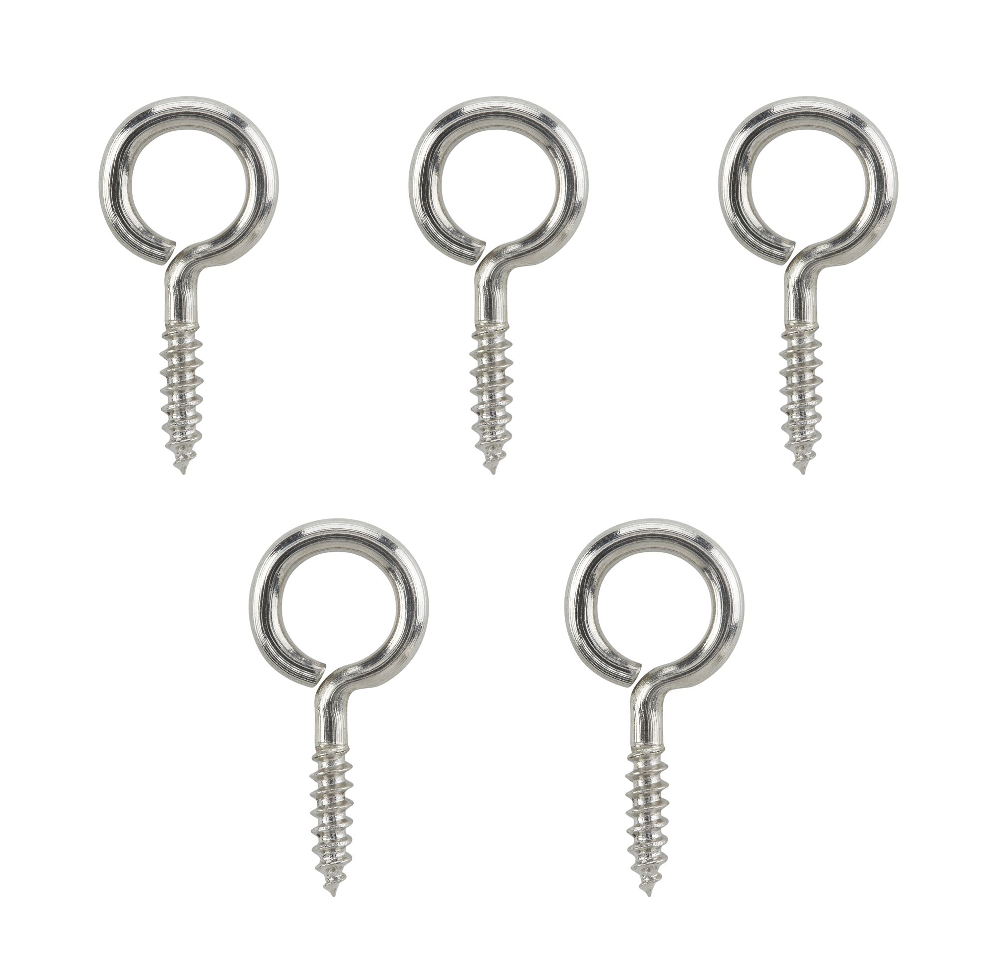 Nickel-plated Metal Small Screw eye (L)25mm, Pack of 25