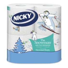 Nicky Snowman & The Snowdog White Toilet roll, Pack of 4