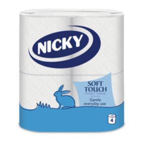 Nicky Soft Touch White Toilet roll, Pack of 4