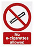 No e-cigarettes allowed Plastic No smoking sign, (H)210mm