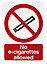 No e-cigarettes allowed Plastic No smoking sign, (H)210mm