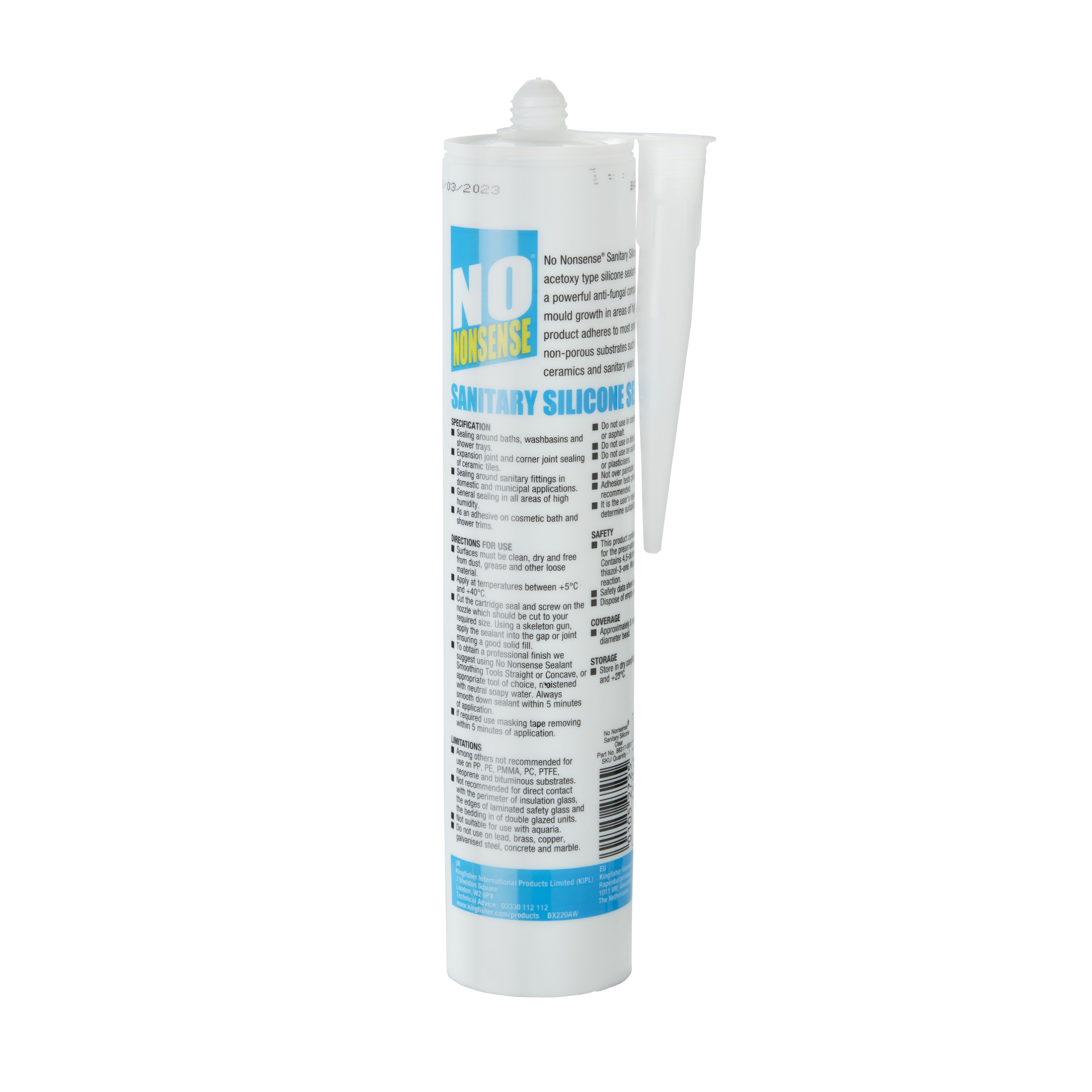 No Nonsense Silicone Clear Silicone-based Bathroom & kitchen Sanitary  sealant, 310ml, Pack of 12