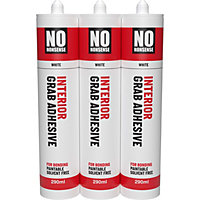 No Nonsense Not water resistant Solvent-free White Grab adhesive 870ml 1.33kg, Pack of 3