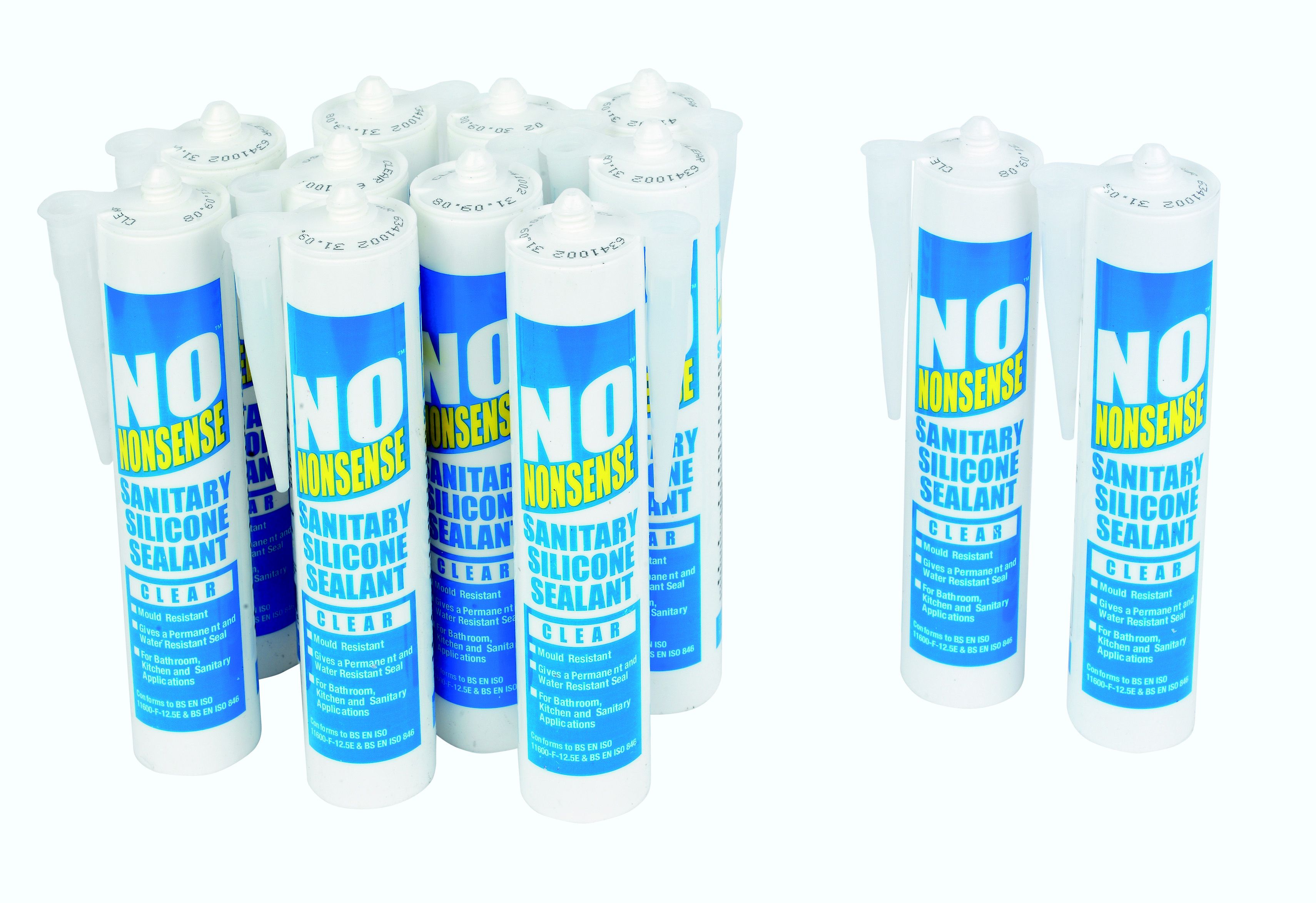 No Nonsense Silicone Clear Silicone-based Bathroom & kitchen Sanitary sealant, 310ml, Pack of 12