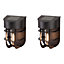 Non-adjustable Black Solar-powered Integrated LED Outdoor Wall light, Pack of 2