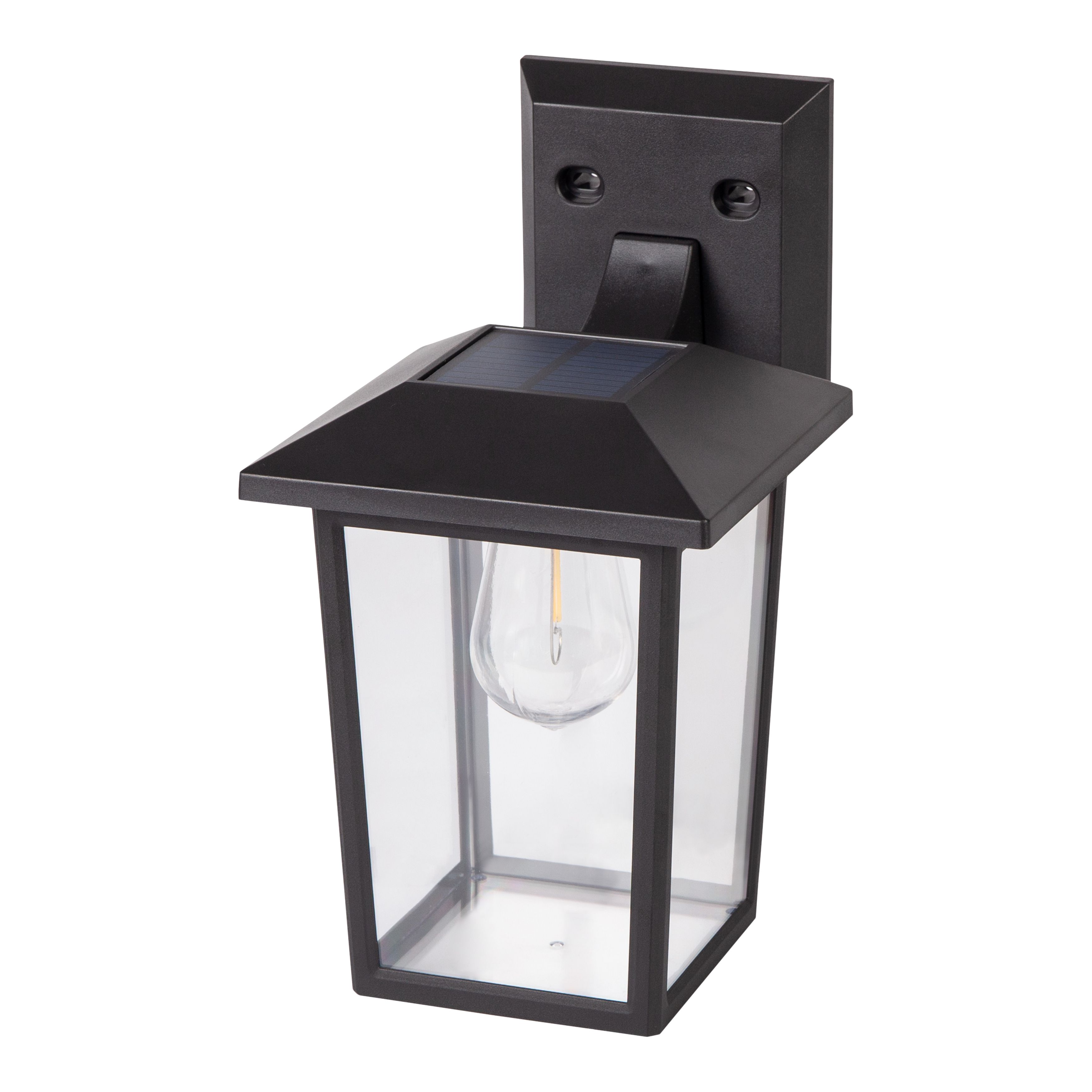 Non-adjustable Black Solar-powered Integrated LED Outdoor Wall light