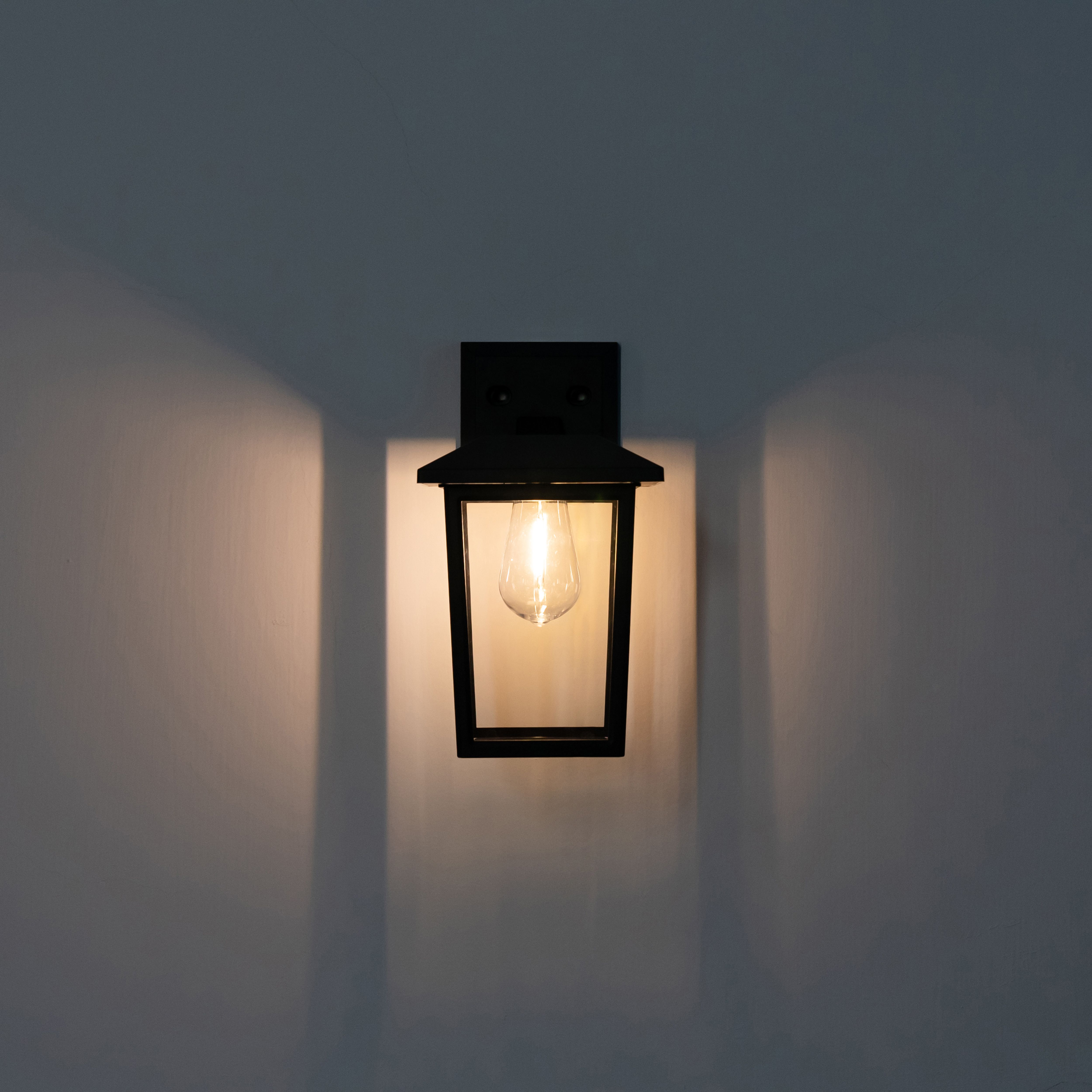 Non-adjustable Black Solar-powered Integrated LED Outdoor Wall light