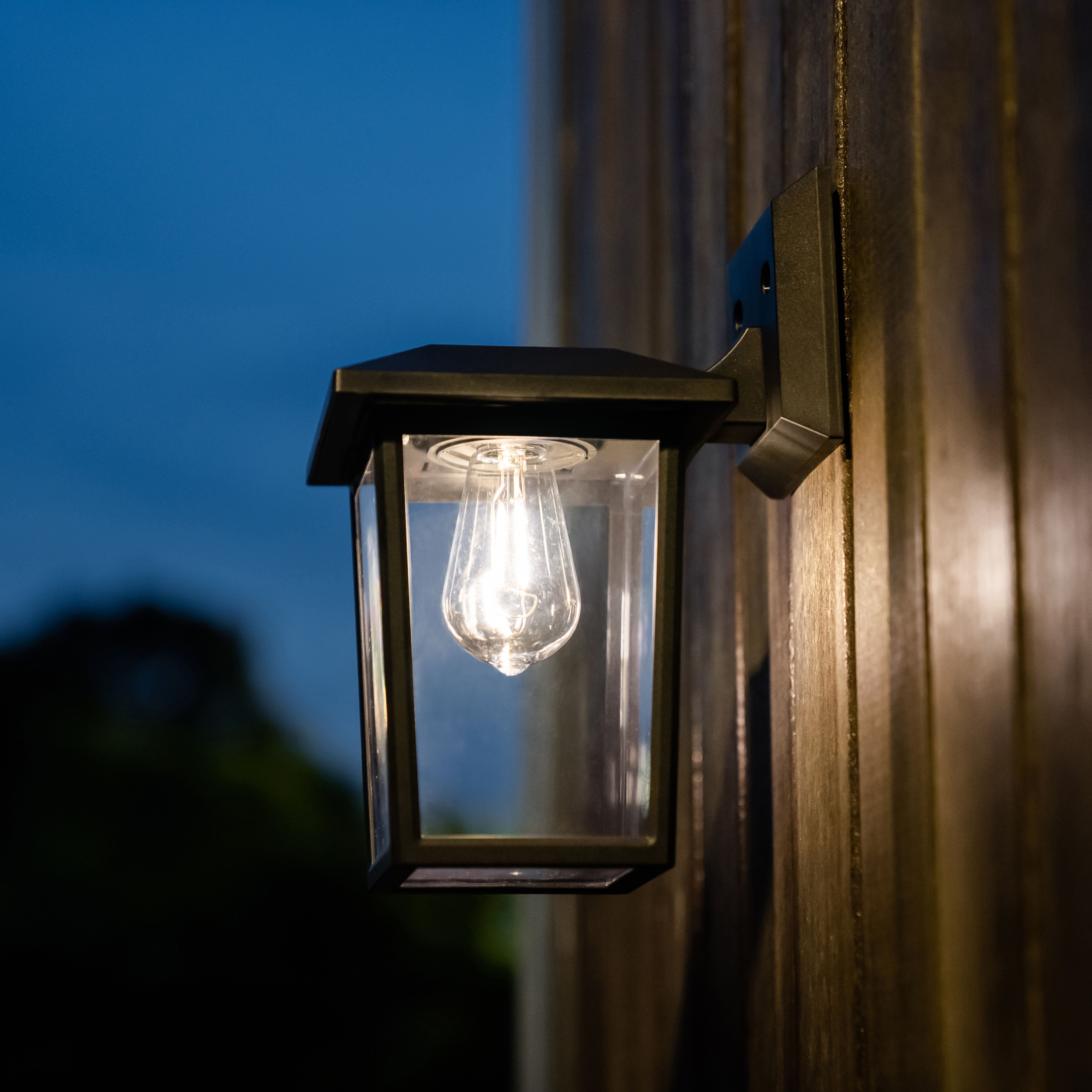 Non-adjustable Black Solar-powered Integrated LED Outdoor Wall light