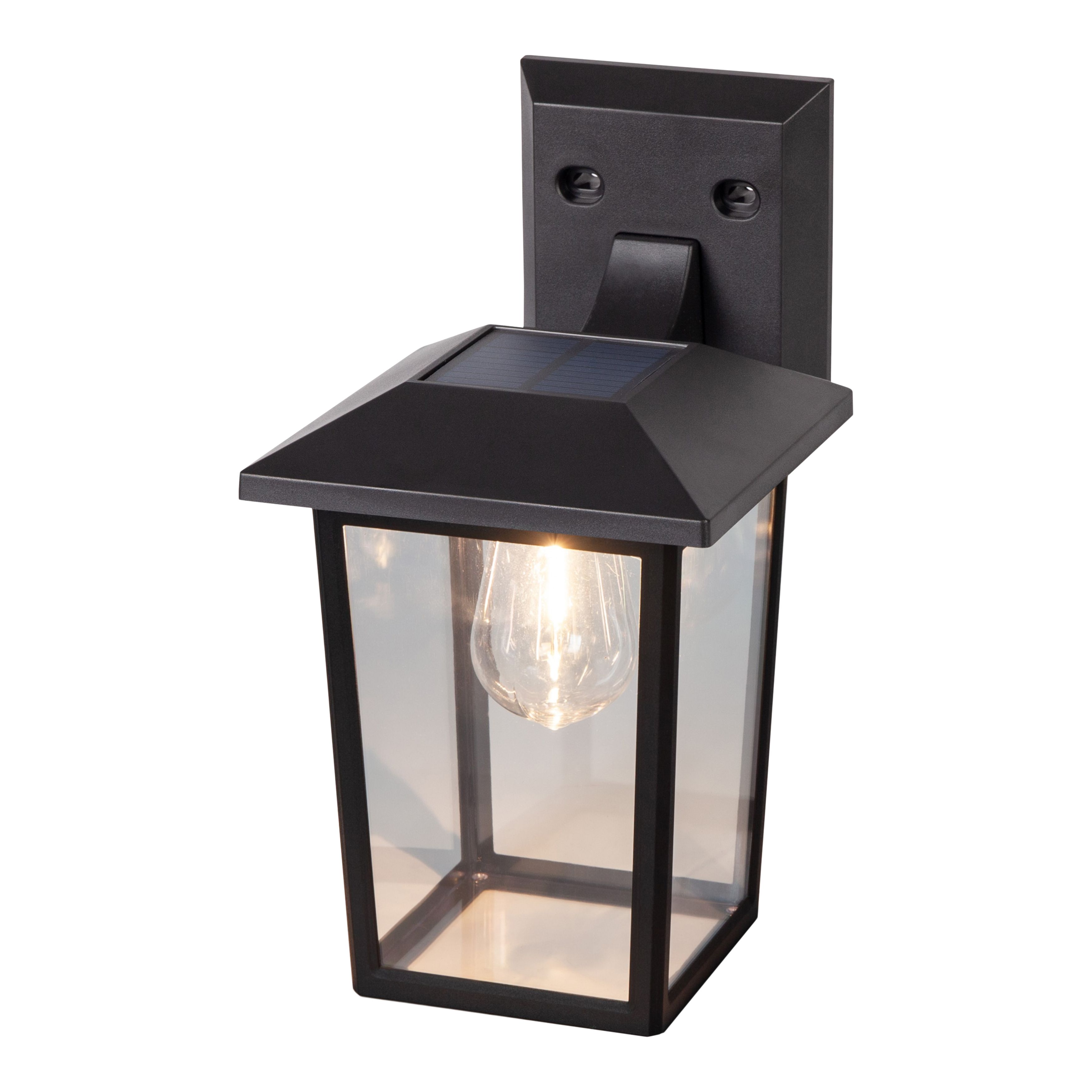 Non-adjustable Black Solar-powered Integrated LED Outdoor Wall light