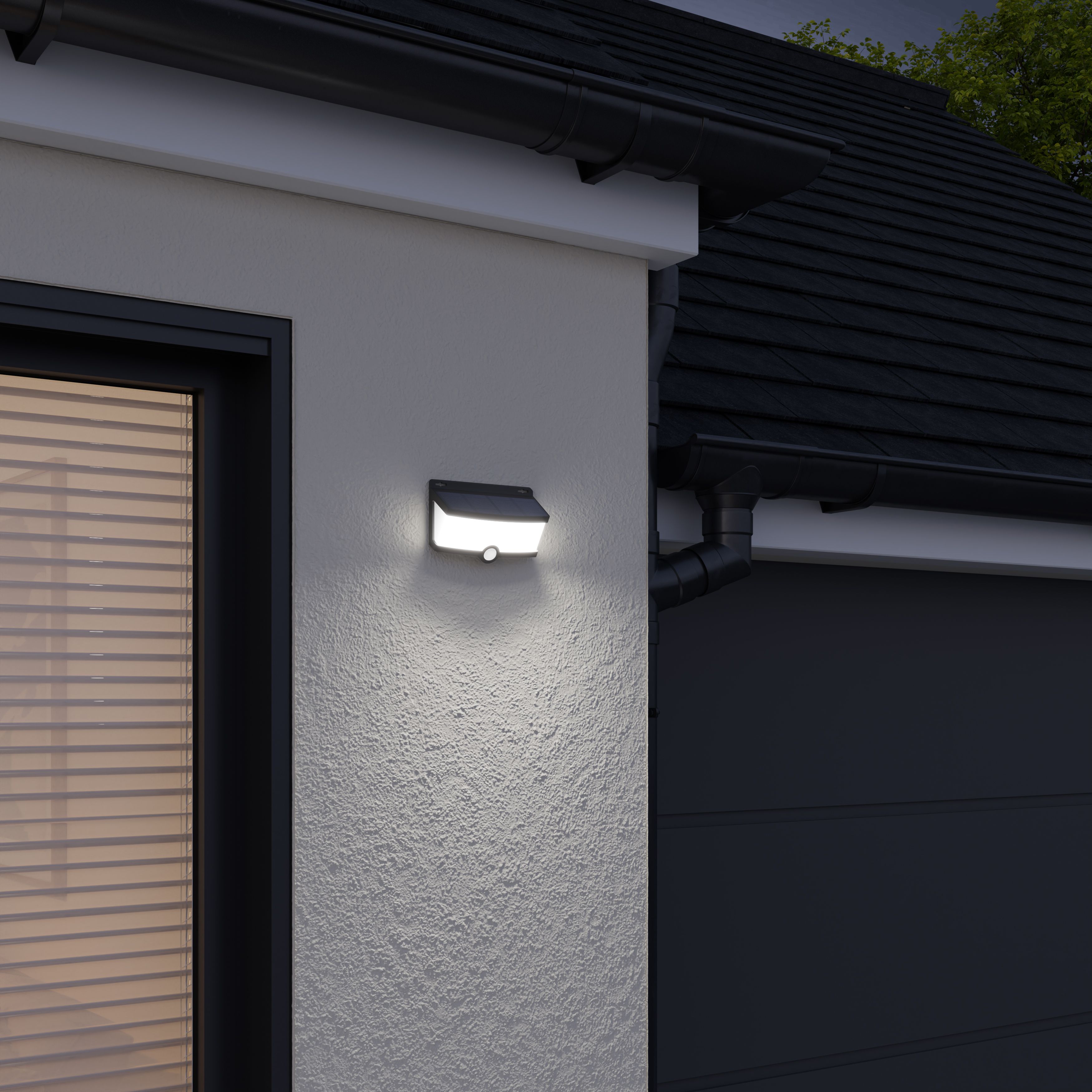 Modern Black Outdoor PIR Motion Sensor Security Light Garden Porch Wall
