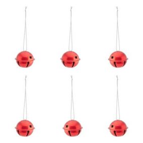 Nordic tradition Gloss & matt Red Metallic effect Bell Bauble, Pack of 6