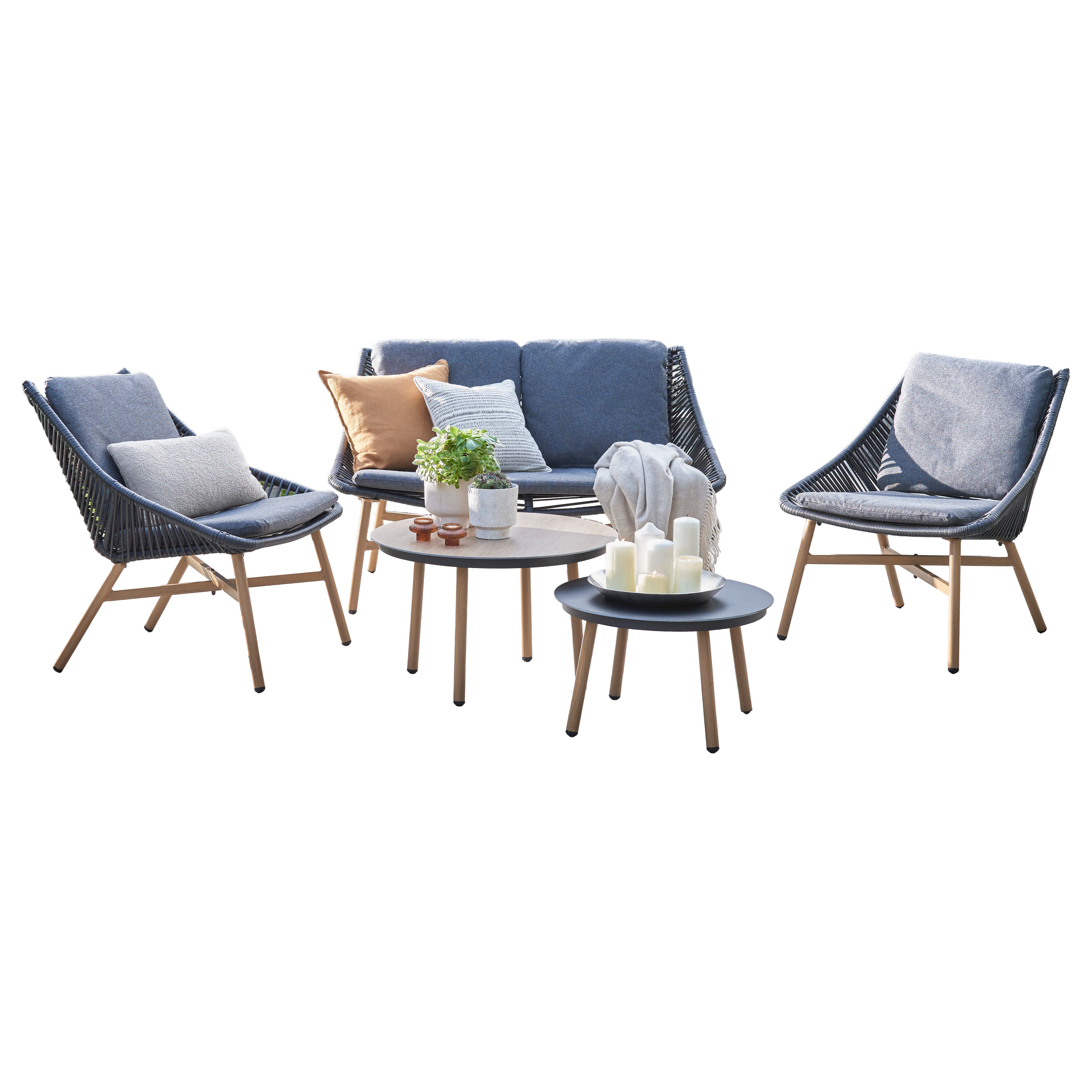 Norfolk Leisure Keswick Grey Wood effect Metal 4 Seater Garden furniture set