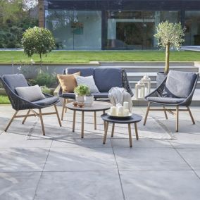 Norfolk Leisure Keswick Grey Wood effect Metal 4 Seater Garden furniture set