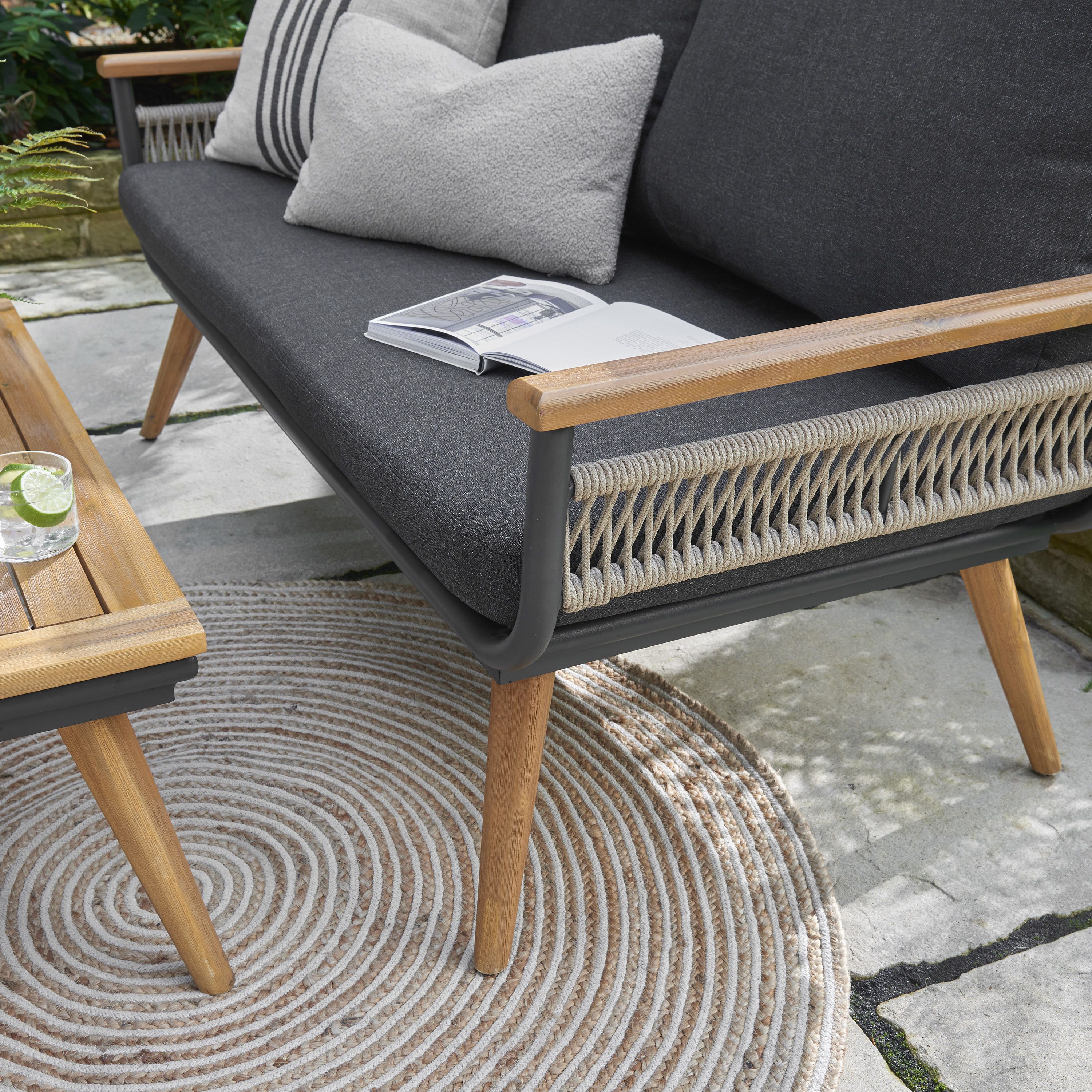 Norfolk Leisure Kimora Grey Wood effect Metal 4 Seater Garden furniture set