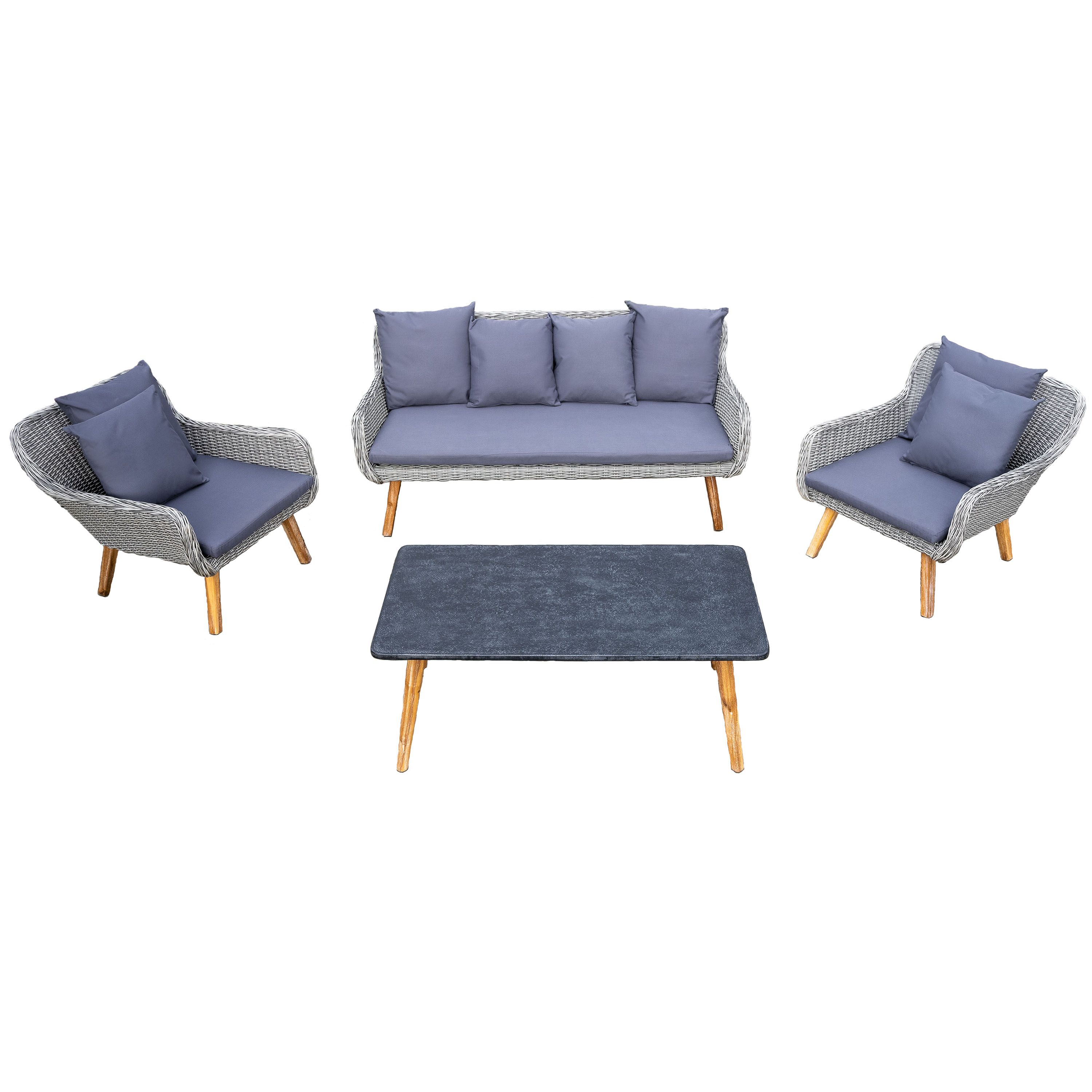 Norfolk Leisure Midori Grey Metal 4 Seater Garden furniture set