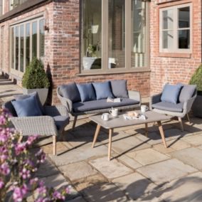 Norfolk Leisure Midori Grey Metal 4 Seater Garden furniture set