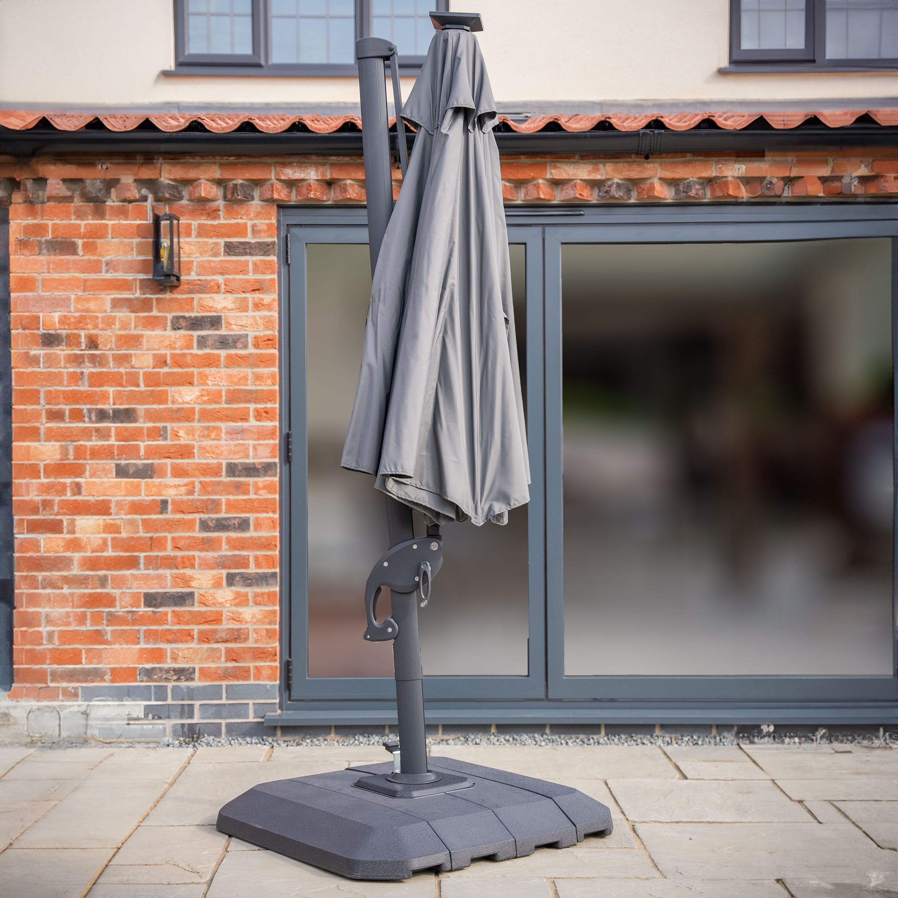 Norfolk Leisure One Box (W) 3m (H) 2.5m Dark grey Cantilever parasol