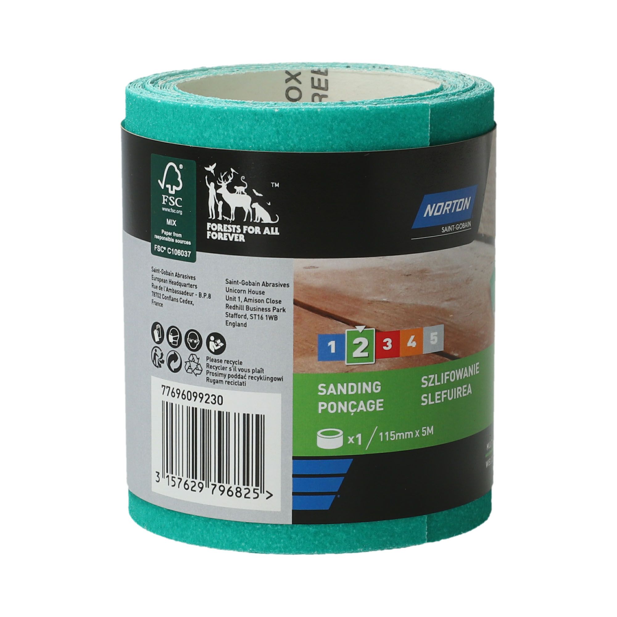 Norton 80 grit Green Sanding roll (L)5m (W)115mm