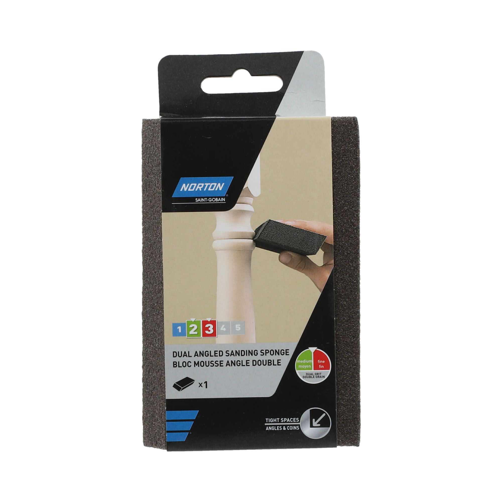 Norton Fine/Medium Dual-angled sanding sponge (L)125mm (W)75mm