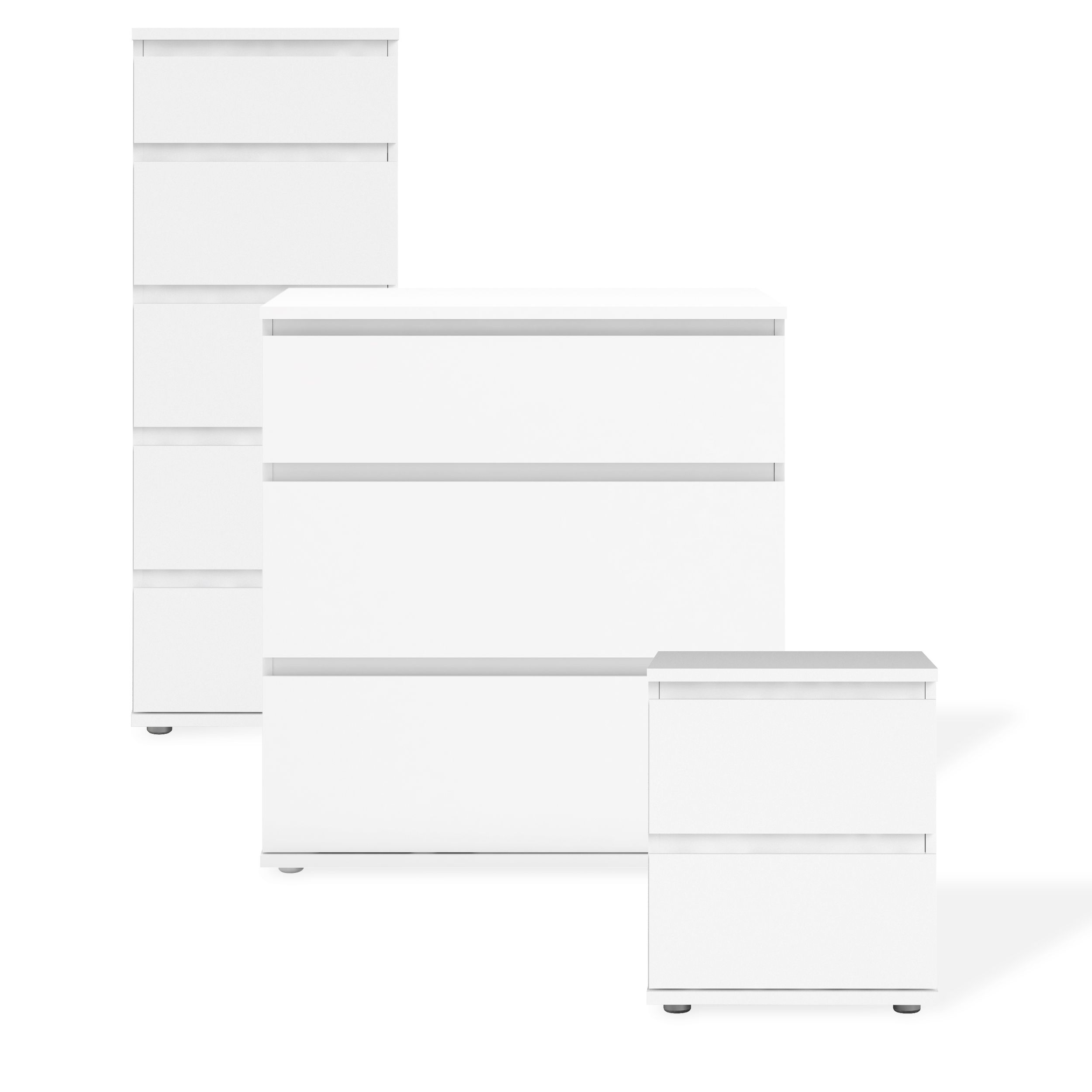 Nova Matt white 5 Drawer Chest of drawers (H)1065mm (W)400mm (D)400mm