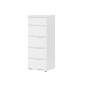 Nova Matt white 5 Drawer Tall Chest (H)1065mm (W)400mm (D)400mm