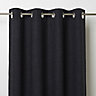 Novan Black Plain Blackout Eyelet Curtain (W)140cm (L)260cm, Single