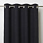 Novan Black Plain Blackout Eyelet Curtain (W)167cm (L)183cm, Single