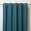 Novan Blue Plain Blackout Eyelet Curtain (W)117cm (L)137cm, Single