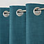Novan Blue Plain Unlined Eyelet Curtain (W)117cm (L)137cm, Single