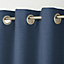 Novan Dark blue Plain Unlined Eyelet Curtain (W)140cm (L)260cm, Single