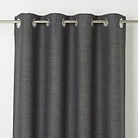 Novan Grey Plain Blackout Eyelet Curtain (W)117cm (L)137cm, Single