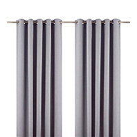 Novan Light grey Plain Blackout Eyelet Curtains (W)167cm (L)183cm, Pair