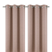 Novan Natural Plain Blackout Eyelet Curtains (W)117cm (L)137cm, Pair