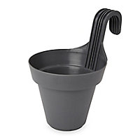 Nurgul Dark grey Plastic Round Hanging pot (Dia)20cm
