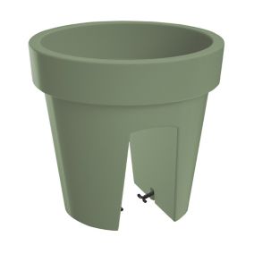 Nurgul Deep lichen green Polypropylene Round Railing plant pot (Dia)24.5cm