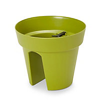 Nurgul Green Plastic Circular Railing plant pot (Dia)28cm