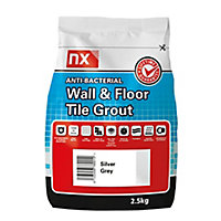 NX Anti-bacterial Silver grey Tile Grout, 2.5kg