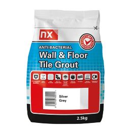 NX Anti-bacterial Silver grey Tile Grout, 2.5kg