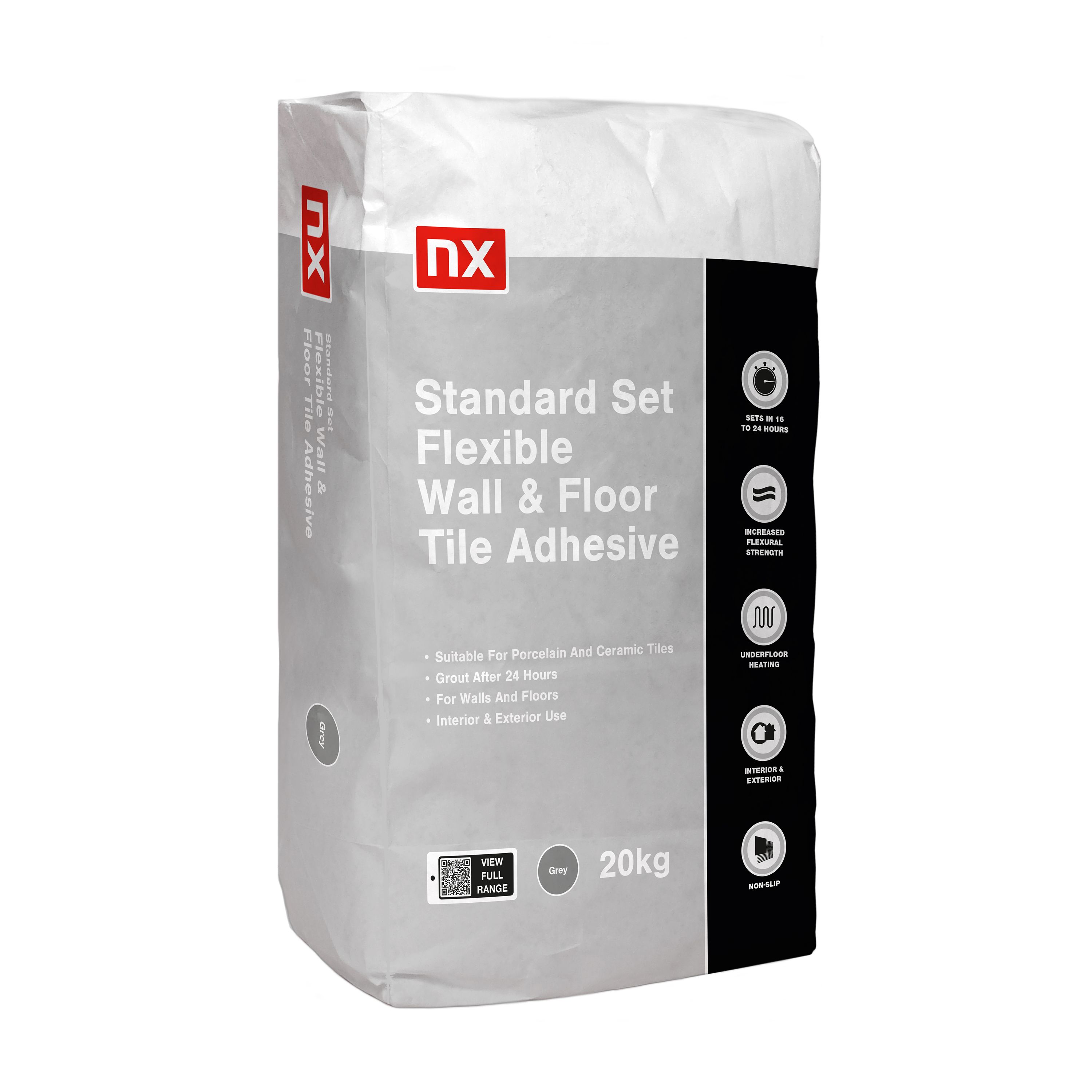 Image of NX Flexible Standard Set Grey Tile Adhesive, 20kg