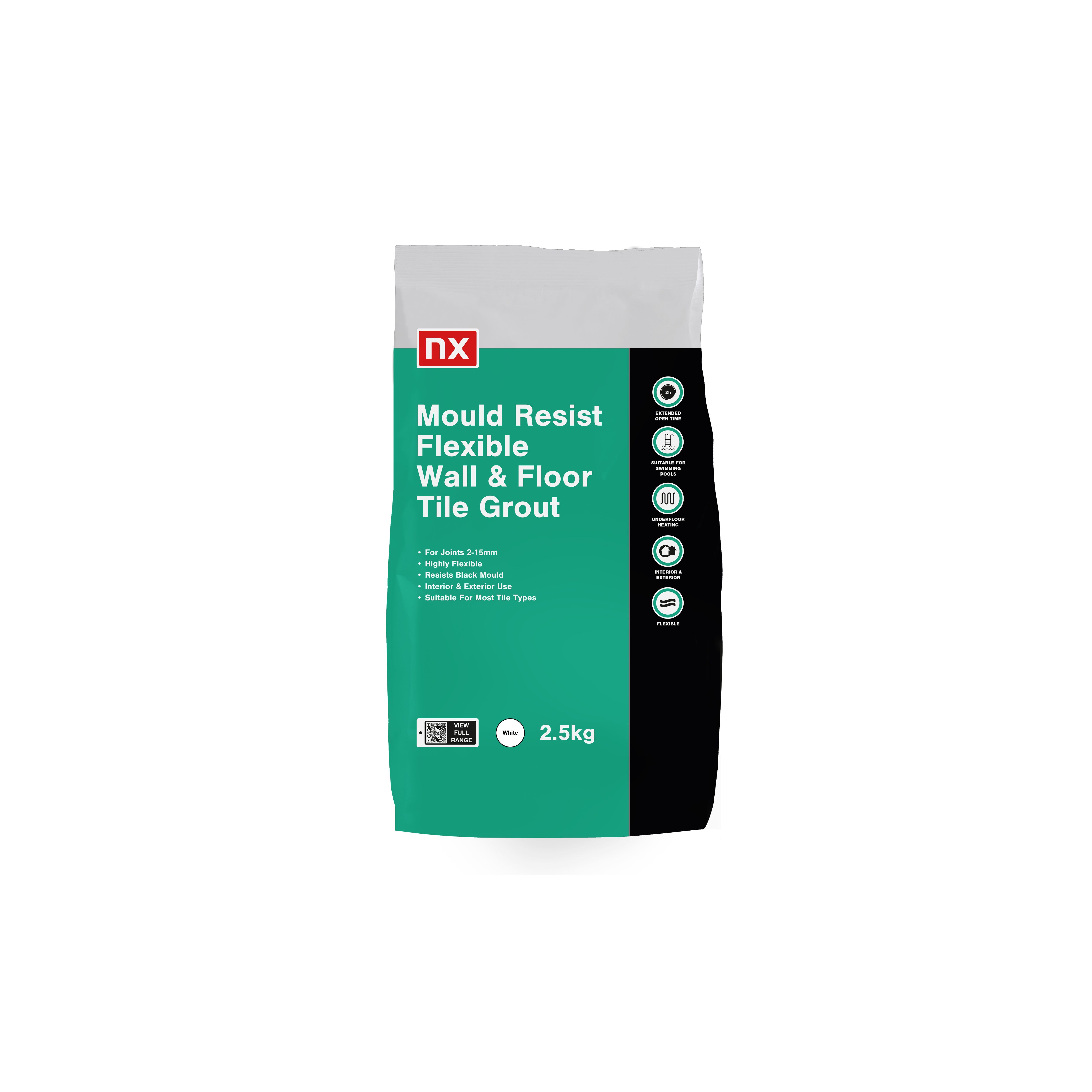 NX Mould Resist White Wall & floor tile Grout, 2.5kg