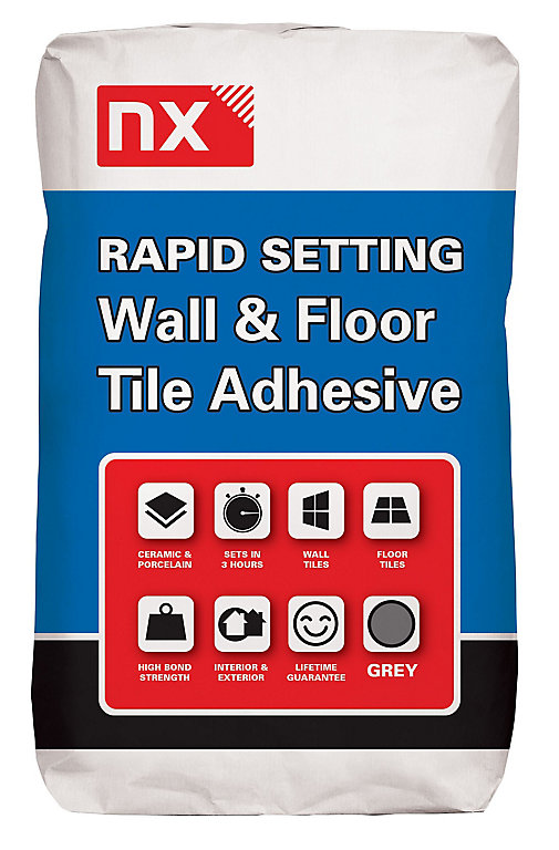 Nx Rapid Set Grey Tile Adhesive 20kg Tradepoint - Wall Tile Adhesive And Grout Grey