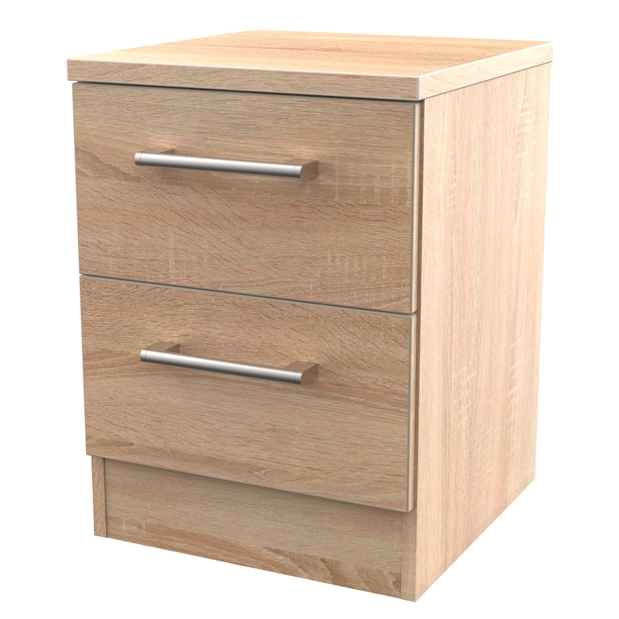 Oak effect 2 Drawer Bedside table (H)505mm (W)395mm (D)415mm